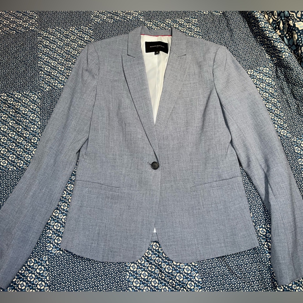 Banana Republic Factory Stretch Twill Classic Blazer 4 Blue Grey